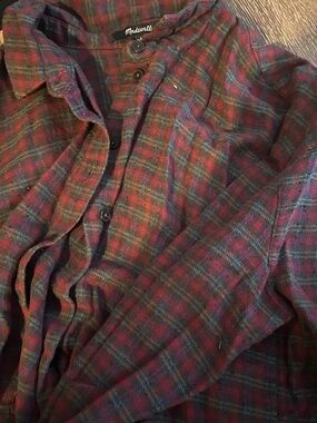 Madewell Red & Green Plaid Flannel Shirt